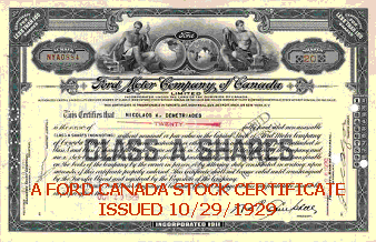 Ford Canada Stock Certificate