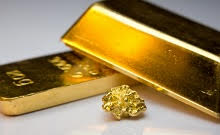 gold bar and gold nugget