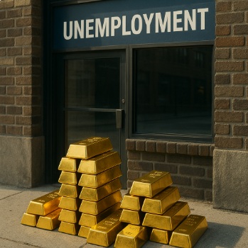 gold bars outside unemployment office