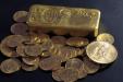 gold bar and coins